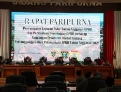 Paripurna, DPRD dan Pemkab Polman Setujui Ranperda Pertanggungjawaban Pelaksanaan APBD TA. 2021